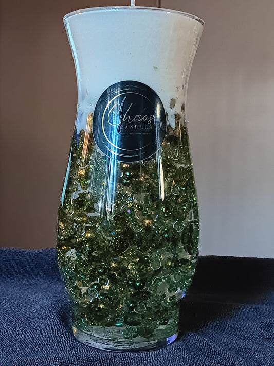 The Curve Candle – Emerald Green Aura Vase (8.5”)